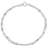 H. Samuel Sterling Silver Bracelet. Twisted Herringbone & Bead Bracelet