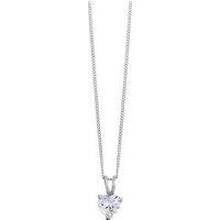 H. Samuel Sterling Silver Necklace & Heart Shaped Cubic Zirconia Drop Pendant