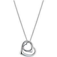 H. Samuel Sterling Silver Necklace. Double Open Heart Pendant