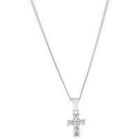 H. Samuel Childrens Silver Necklace. 14 Inch With Cubic Zirconia Cross Pendant