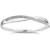 H. Samuel Sterling Silver Bracelet. Crystal Crossover Bangle