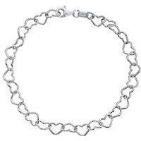 H. Samuel Sterling Silver Bracelet. Plain Heart Link Bracelet