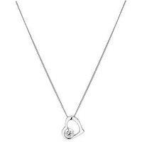 H. Samuel Sterling Silver Necklace. Cubic Zirconia Open Heart Pendant