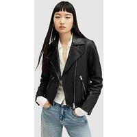 Allsaints Dalby Regular Fit Leather Biker Jacket - Black