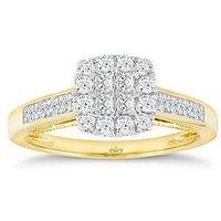 H. Samuel Princessa 9Ct Yellow Gold Engagement Ring. 0.50Ct Diamond Cluster Ring