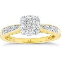 H. Samuel Princessa 9Ct Yellow Gold Engagement Ring. 0.33Ct Diamond Cluster Ring