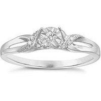 H. Samuel 9Ct White Gold Engagement Ring. Diamond Illusion Solitaire Ring