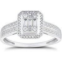 H. Samuel 9Ct White Gold Engagement Ring. 0.25Ct Diamond Baguette Ring