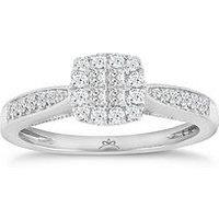 H. Samuel Princessa 9Ct White Gold Engagement Ring. 0.33Ct Diamond Cluster Ring