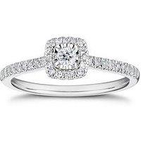 H. Samuel 9Ct White Gold Engagement Ring. 0.25Ct Diamond Cushion Shaped Halo Ring