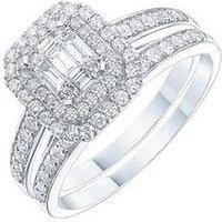H. Samuel Perfect Fit 9Ct White Gold Engagement And Wedding Ring Set. 0.66Ct Diamond Bridal Set