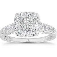 H. Samuel Princessa 9Ct White Gold 0.66Ct Diamond Square Cluster Ring