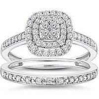 H. Samuel Perfect Fit 9Ct White Gold Engagement And Wedding Ring Set. 0.40Ct Diamond Bridal Set