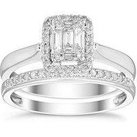 H. Samuel Perfect Fit 9Ct White Gold Engagement And Wedding Ring Set. 0.33Ct Diamond Bridal Set