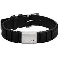 Emporio Armani Black Silicone And Stainless Steel Id Bracelet