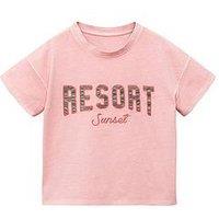 Mango Girls Embroidered Resort Short Sleeve Tshirt - Pink