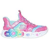 Skechers Junior Girls Infinite Heart Lights Trainer - Pink