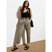 New Look Khaki High Waist Cargo Paperbag Jeans