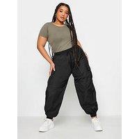 Yours Curve Cargo Parachute Trouser Black