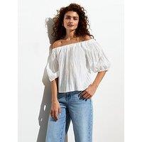 New Look Off White Bardot Puff Sleeve Top