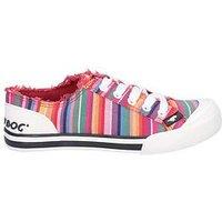 Rocket Dog Jazzin Eden Rainbow Stripe Plimsolls - Red Multi