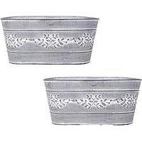 You Garden Pair Of Zinc Leafy Vine Tin Troughs (26.5Cm)