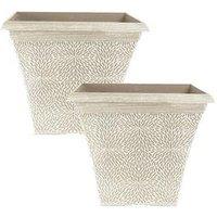 You Garden Pair Of Square April Planters - Powdered Beige (14.5")