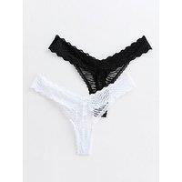 New Look 2 Pack Of Zebra Lace V-Cut Thongs