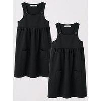 The Very Collection Girls 2 Pack Jersey Pinafore - Black
