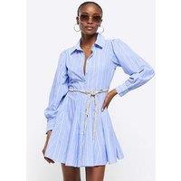 River Island Striped Shirt Dress - Blue