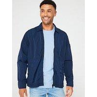 Boss Leejay Crinkle Nylon Zip Overshirt - Dark Blue