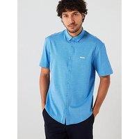 Boss Motion Button Down Short Sleeve Shirt - Light Blue