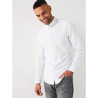 Boss Rickert Button Down Regular Fit Logo Shirt - White