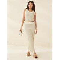 Michelle Keegan Knitted Tube Maxi Skirt Co-Ord - Cream