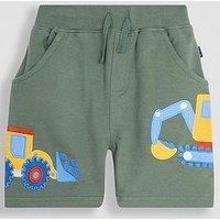 Jojo Maman Bebe Boys Digger Applique Pet In Pocket Shorts - Green