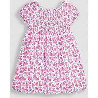 Jojo Maman Bebe Girls Strawberry Bloom Puff Sleeve Smocked Dress - Pink