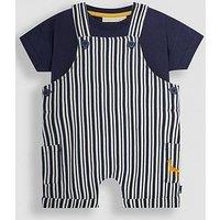 Jojo Maman Bebe Boys 2-Piece Stripe Dungarees & T-Shirt Set - Navy
