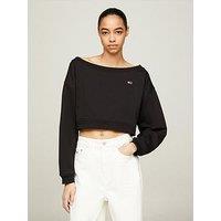 Tommy Jeans Off The Shoulder Sweatshirt - Black