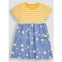 Jojo Maman Bebe Girls Daisy & Bee With Pet In Pocket Combo Dress - Blue