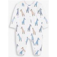 Jojo Maman Bebe Boys Giraffe Print Zip Sleepsuit - Blue