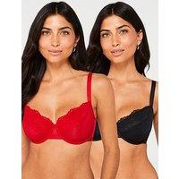 Dorina Macie-2Ppnon Padded Wired Bra - Red/Black