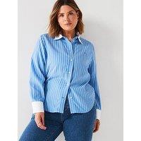 Tommy Hilfiger Plus Size Striped Shirt - Blue