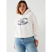 Tommy Hilfiger Plus Size Varsity Hoodie - White