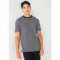 Boss H-Thompson 204 Regular Fit Micro Monogram T-Shirt - Black