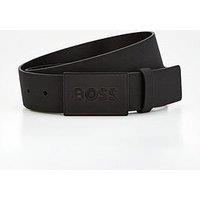 Boss Icon Plate Logo 4Cm Leather Belt- Black