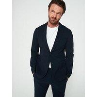 Boss Hanry Slim Fit Strech Twill Patch Pocket Suit Jacket- Navy