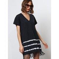 Religion Mini Tie Dye Tunic Dress - Black