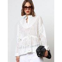 Religion Embroidered Loose Shirt - White