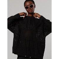 Religion Embroidered Loose Shirt - Black