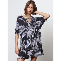 Religion Abstract Jersey Tunic Dress - Black